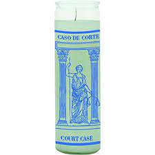 [COURTCASE] CANDLE 8" Screened Glass COURT CASE 12PK White