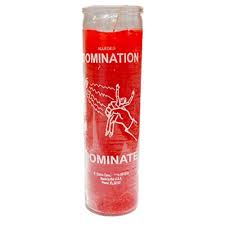 [Domination 41210] CANDLE 8" DOMINACION Screened Glass RED 12PK