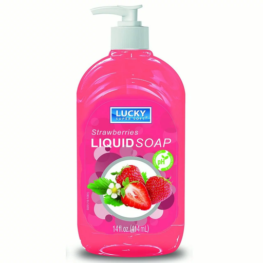 [808829032017] LUCKY LIQUID CLEAR SOAP STRAWBERRY 14oz /12
