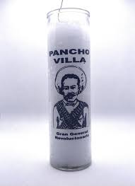 [PANCHO] CANDLE PANCHO VILLA 8"Screened glass  12PK WHITE