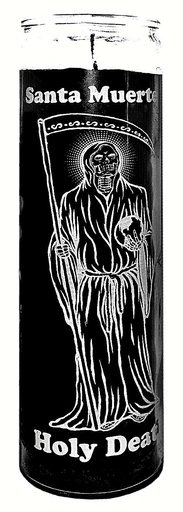 [186148309011] CANDLE SANTA MUERTE 8" 12PK BLACK