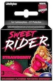 [070907298596] LIFE STYLES CONDOMS 3-PK Sweet Rider STRWB. /6