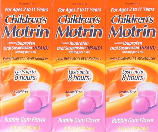 [300450604408] MOTRIN CHILDREN'S Bubble Gum 4oz /36 exp 8/26