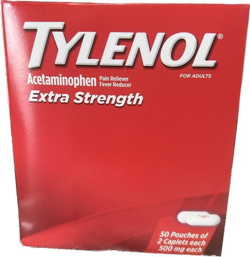 [655708019764] TYLENOL X-STRENGHT BOX 50-PK x 2's /20 exp 12/27